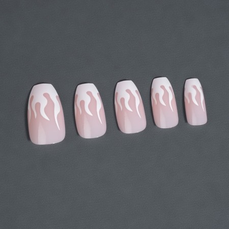 Fires “Fire”, 12 pcs, with adhesive plates, ballerina shape, pink/white color-6