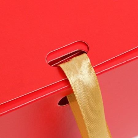 Happy New Year folding box, embossing, red, 16.5 x 12.5 x 5 cm, New Year-4