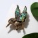 Brooch "Galiotis" hummingbirds, green color in black gold