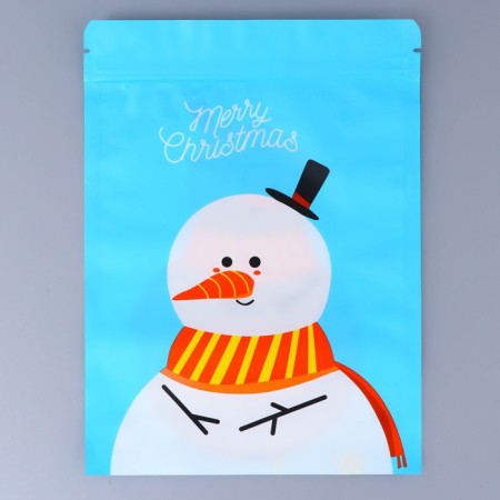 New Year. Gift package, with zip-lock fastener, "Snowman with a scarf", 16 x 21.5 ± 1cm.-2