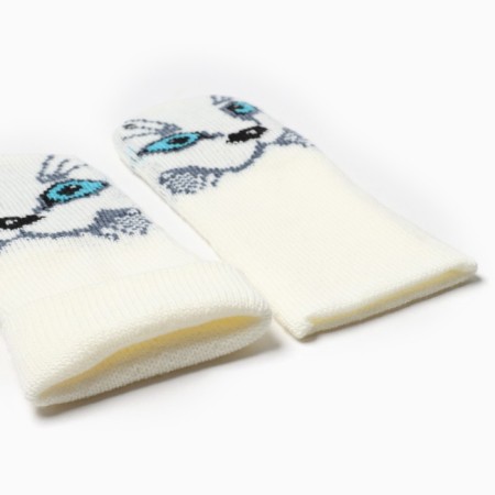 Female mittens, white color, size 18-2