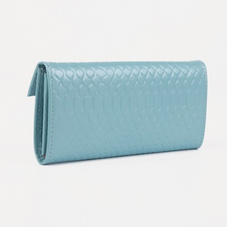 Women's wallet on the Textura button, blue color-1