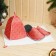 Set for a bath with a print "Fire Dragon": a hat, slippers, rug, red