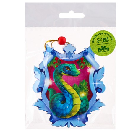 New Year's Wooden Suspension "Snake in Snowflake"-5