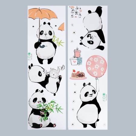 Sticker plastic interior color "cute pandas" set 2 sheets 30x90 cm-1