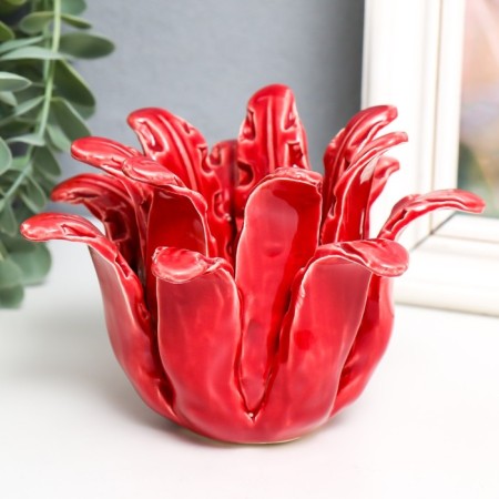 Ceramics candlestick per 1 candle of "rugula "d-4.2 cm red 14x13x9 cm-2