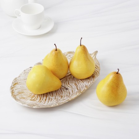 Dice dish of the Golden Leaf, 30 × 18 × 2 cm, white color-5