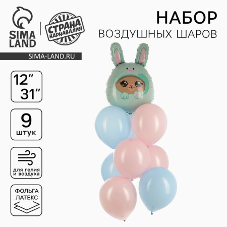 A set of balloons "Bear in a hare", foil, latex, 9 pcs.