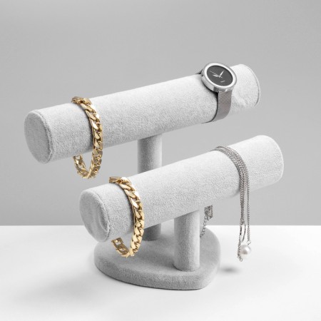 Catch stand, bracelets, two -level, heart, 26 × 11 × 18 cm, d = 5 cm, color gray color-1