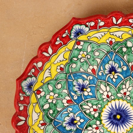 Largan Rishtan ceramics "Flowers", 32 cm, red mix, corrugated-2