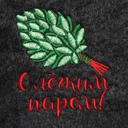 A cap for a bath with embroidery "with a light steam", gray-6