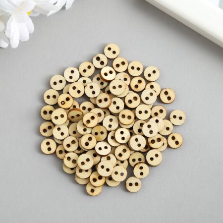 Buttons wood for creativity 2 punctures "simple" set of 100 pcs 0.8x0.8x0.2 cm-1