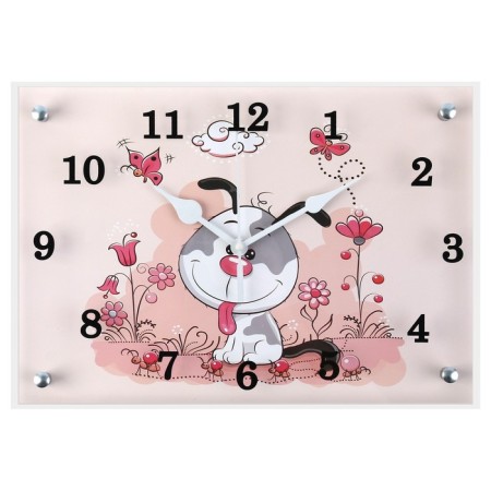 Carty clock is wall-mounted, interior "puppy", silent, 25 x 35 cm