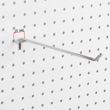A single hook for a metal perforated panel, step 25 mm, d = 6 mm, l = 250mm, chromium color-1