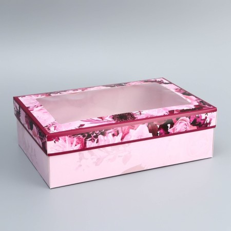 The box is folding, the lid is, "flowers", 30 x 20 x 9 cm with a window-1