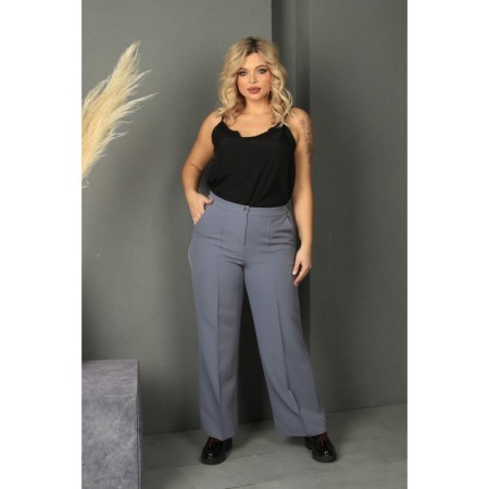 Female trousers, size 52, gray color-2