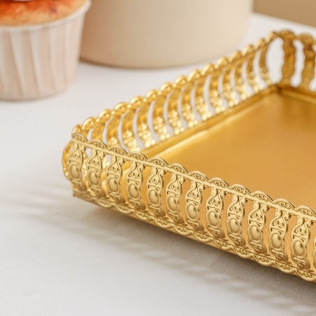 Lonardo tray, 28 × 14.5 × 3.5 cm, rectangular, gold color-1