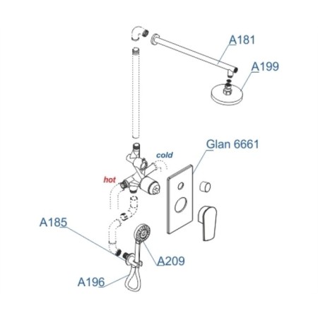 The shower system wasserkraft a66209, built -in, tropical shower, shower, black-2