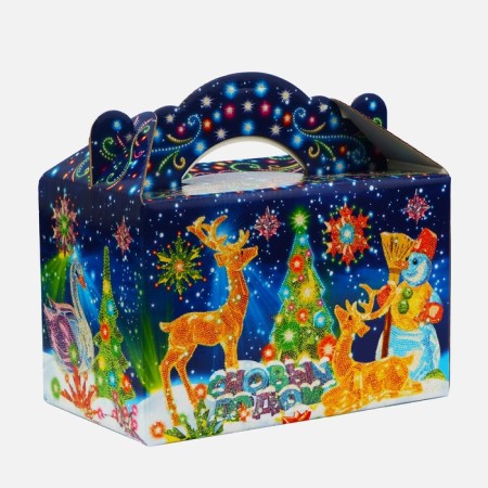 New Year. Gift box "Neon. Installation" New Year's suitcase medium 20 x 12 x 19 cm.-1