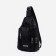 Male sling bag, artificial leather, headphone opening, black color