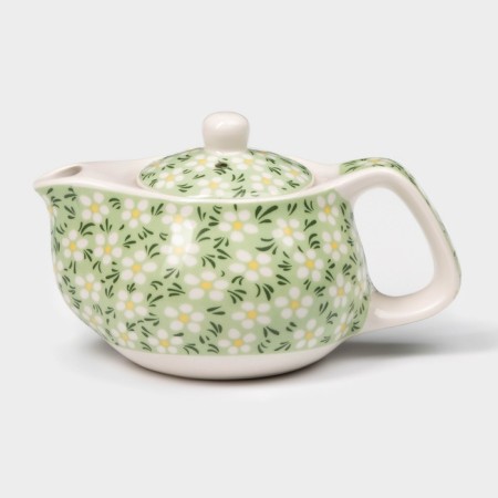 Hot teapot "Spring flowering", 200 ml, with metal sieve, green color