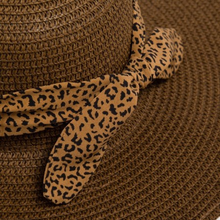 Women's hat Minaku "Leopard" Brown color, rr 56-58-5