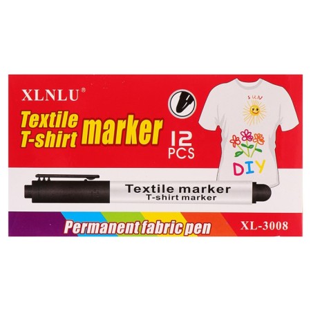 Fabric marker, round tip 2 mm, mix-1
