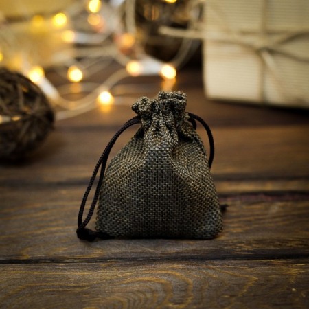 Gift bag from canvases, brown, 7 x 9 cm