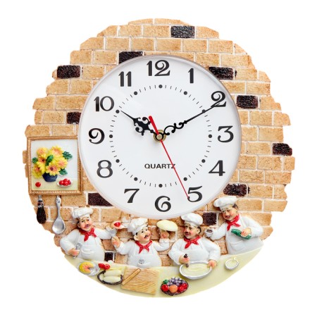 Watching clock, series: kitchen, "cooks", smooth move, D-17 cm, 30.5 x 30 cm-1