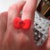 Ring "Bow", red color, 17 size