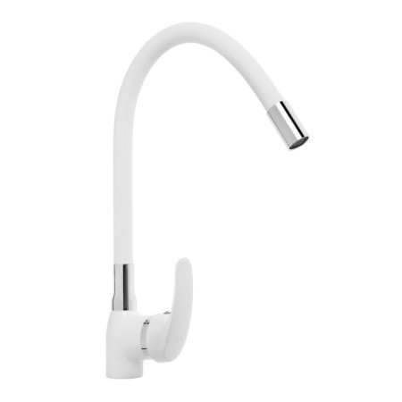 Kitchen mixer Zein Z5973, flexible silicone spout, 40 mm cartridge, brass, white-4