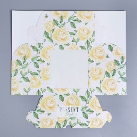 Capcake box, confectionery packaging with a window, 4 cells "White Roses", 16 x 16 x 10 cm-5