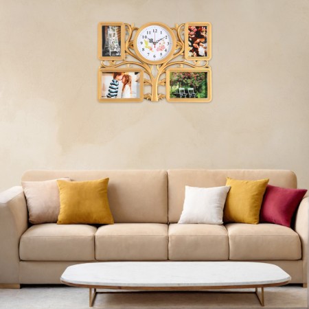 Wall clock, series: photo frames, "family tree", discrete move, 48 x 33 cm, dial 18.4 cm 9-5