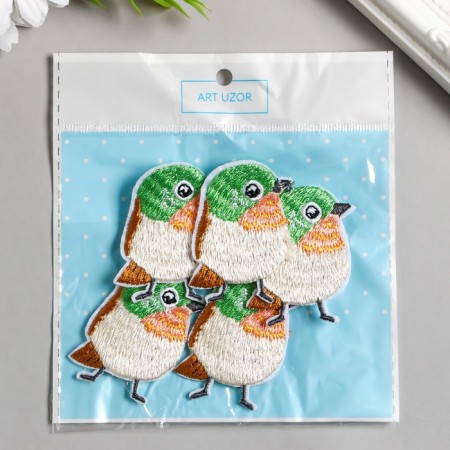 Decor for creativity Textile embroidery "Ptashka" 5x3.6 cm-2