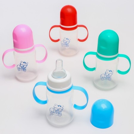 A bottle for feeding, a classic throat, with handles, 150 ml., 0 months, MIX color-1