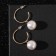 Earrings with pearls "Karelia" sphere on the ring, white color in gold, d = 2.5, bead No. 16