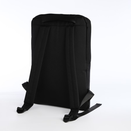 A backpack for a laptop made of textiles with a zipper, an outer pocket, black color-3