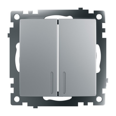 2-clavy switch with indicator, 250V, 10A, Stekker series Katrin, silver, GLS10-7102-03 1022442-5
