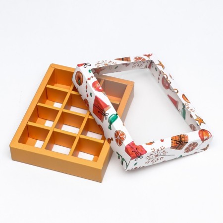 New Year. Box under 12 sweets "Mandarins", 19 x 15 x 3.6 cm, confectionery packaging-7