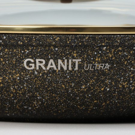 Granit Ultra Black-Gold pan, D = 24 cm, anti-stick coating, glass cover, removable handle-6