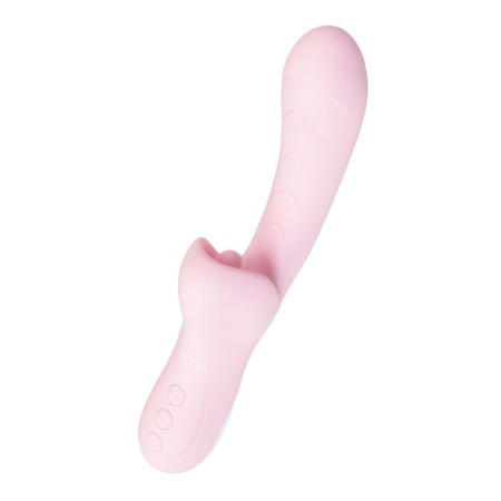 Vibro -roller with a caressing tongue Jos Orali, 22 cm, silicone, pink color-7
