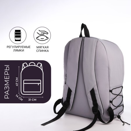Young backpack from textiles on lightning, 4 pockets, gray color-1
