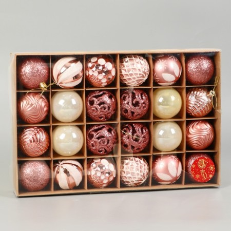 Set of balls plastic D-6 cm, 24 pcs "Melody" Assorted Lux, White-Pink-1