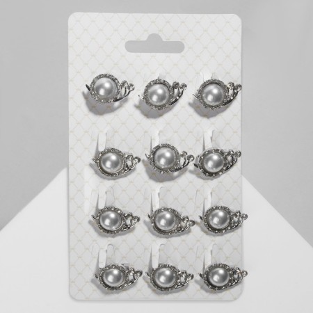 Brooch "Snail" with a pearl, white color in silver (indivisible packing 12 pcs., Price per pcs.)