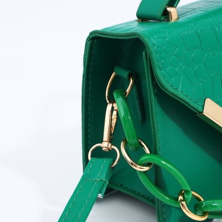 Bag Messenger with zipper, green color-4