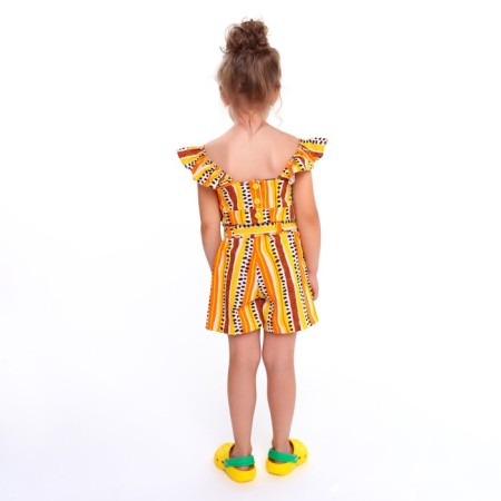 A set for a girl, the color is light beige/black/orange, height 128 cm-3
