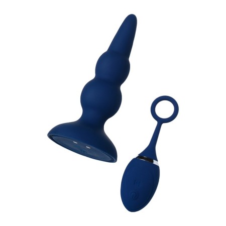 Anal vibro -string O’Play Prime with a remote control, silicone, blue color, 12 cm-1