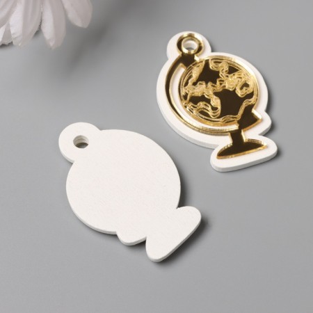 Decor for creativity wood, plastic "Globe" Mirror set 2 pcs 3.4x5 cm-2