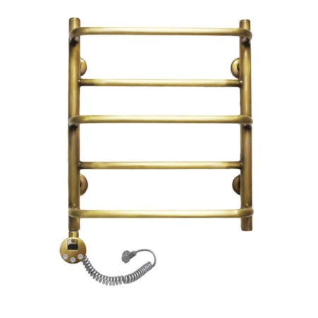 Domoterm electric heated towel rail "Orpheus", 500 x 700 mm, 5 crossbars, left, bronze