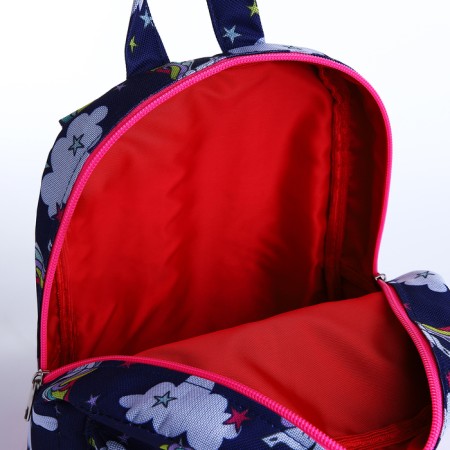 Baby backpack on lightning, external pocket, reflective strip, blue color-3